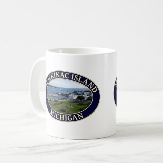 Mackinac Island Harbour & Lake Huron in Michigan Kaffeetasse (Vorderseite Links)