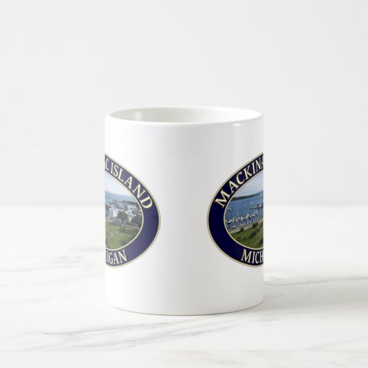 Mackinac Island Harbour & Lake Huron in Michigan Kaffeetasse (Mittel)