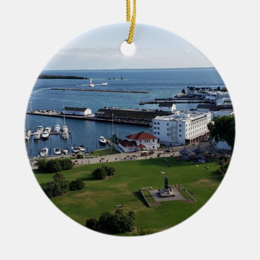 Mackinac Island & Harbour, Michigan Keramik Ornament (Vorne)