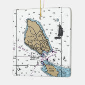 Mackinac Island MI Nautic Chart Keramikornament (Links)
