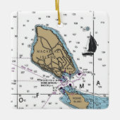 Mackinac Island MI Nautic Chart Keramikornament (Vorderseite)