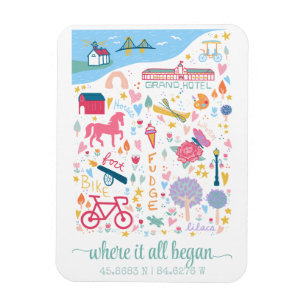 Mackinac Island Michigan Karte Benutzerdefinierte  Magnet