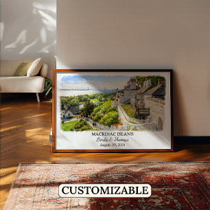 Mackinac Island Michigan Poster, Wasserfarbe, Cust Poster