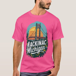 Mackinac Island Michigan Retro Sunset T-Shirt
