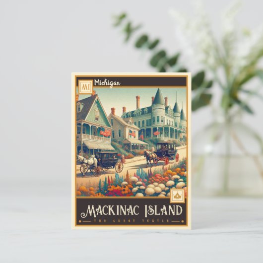 Mackinac Island, Michigan | VINTAG Postkarte (Stehend Vorderseite)