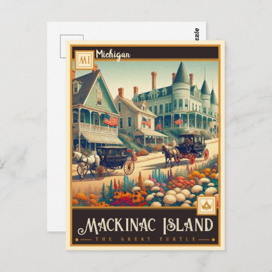 Mackinac Island, Michigan | VINTAG Postkarte (Vorne/Hinten)