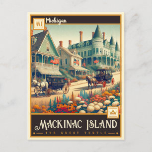 Mackinac Island, Michigan Vintage Postkarte