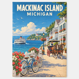 Mackinac Island Michigan Vintage Reise Kunst Magnet