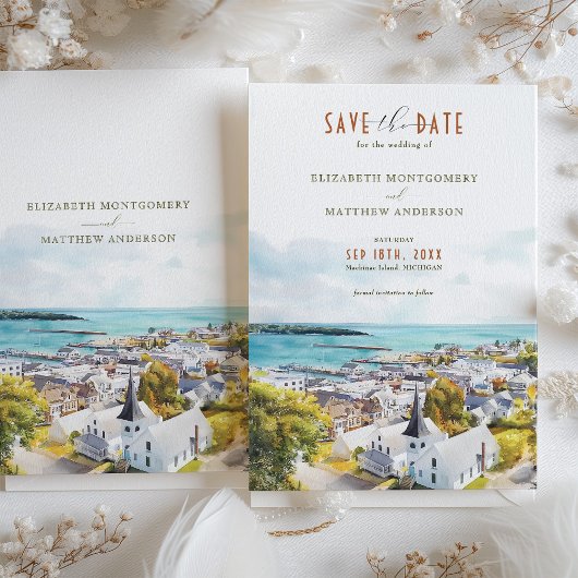 Mackinac Island Michigan Zielort Save the Date Einladung