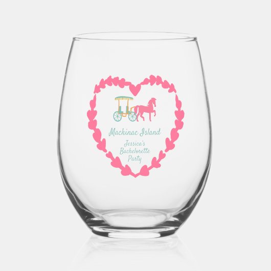 Mackinac Island Pferd Gezeichnet Beförderung Bache Weinglas Ohne Stiel (Vorderseite)