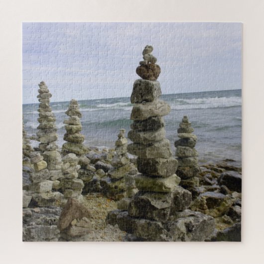 Mackinac Island Rock Cairn Collection - 20x20 inch Puzzle (Vertikal)