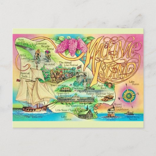 Mackinac Island Sehenswürdigkeiten Postkarte (Vorderseite)