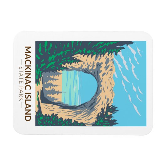 Mackinac Island Staat Park Michigan Arch Magnet (Horizontal)