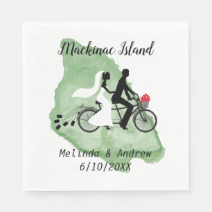 Mackinac Island Wedding Napkin mit Tandem Bicycle Serviette