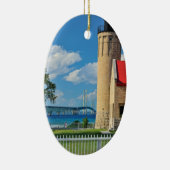 Mackinac Leuchtturm-Weihnachtsverzierung Keramik Ornament (Rechts)
