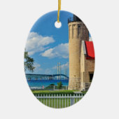 Mackinac Leuchtturm-Weihnachtsverzierung Keramik Ornament (Vorne)