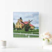 Mackinac Light und Bridge Quadratische Wanduhr (Zuhause)