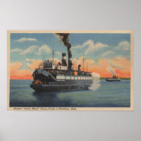 Mackinac, MI - View of Sainte Marie Steamer