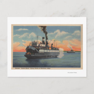 Mackinac, MI - View of Sainte Marie Steamer Postkarte