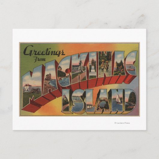 Mackinac, Michigan - Große Buchstabenszenen Postkarte (Vorderseite)