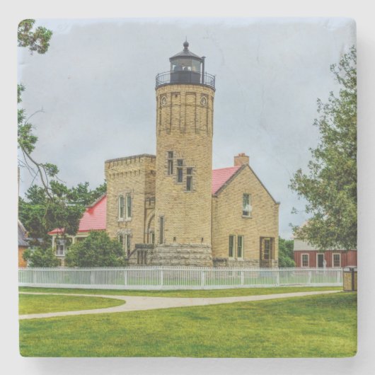 Mackinac Point Light Steinuntersetzer (Vorderseite)