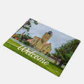 Mackinac Point Light Willkommen Doormat Fußmatte (Schrägansicht)