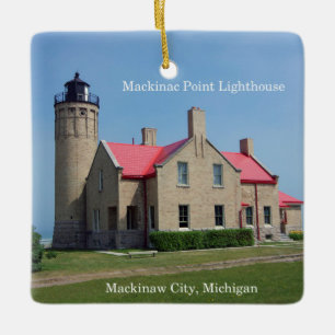 Mackinac Point Lighthouse Quadrat-Ornament Keramikornament