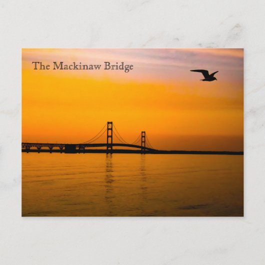 Mackinaw Bridge bei Sunset Postkarte (Vorderseite)
