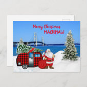 Mackinaw City Christmas Card mit dem Weihnachtsman Postkarte (Vorne/Hinten)