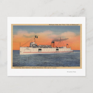 Mackinaw City, MI - Aussicht auf die Stadt Cheboyg Postkarte