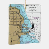 Mackinaw City MI Nautic Chart Keramikornament (Rechts)