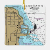 Mackinaw City MI Nautic Chart Keramikornament (Vorderseite)