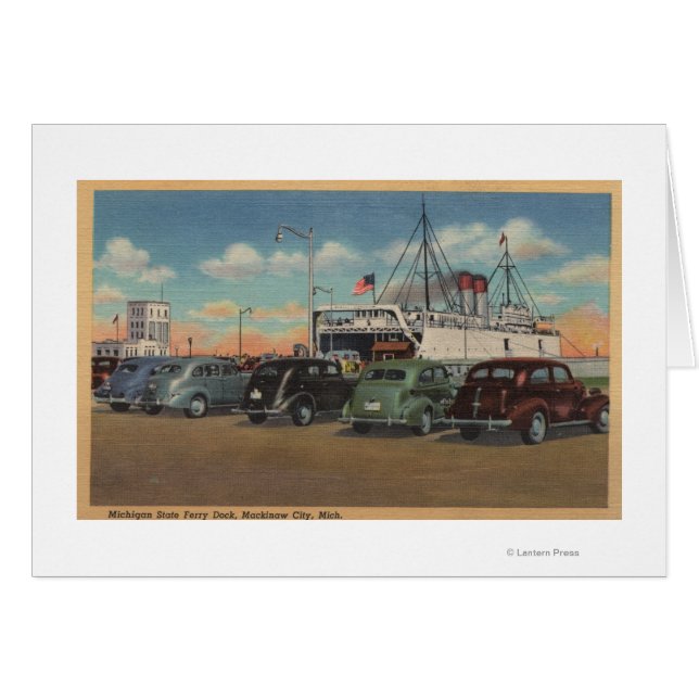 Mackinaw City, MI - View of MI Staat Ferry Dock (Vorderseite (Horizontal))
