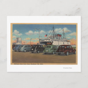 Mackinaw City, MI - View of MI Staat Ferry Dock Postkarte