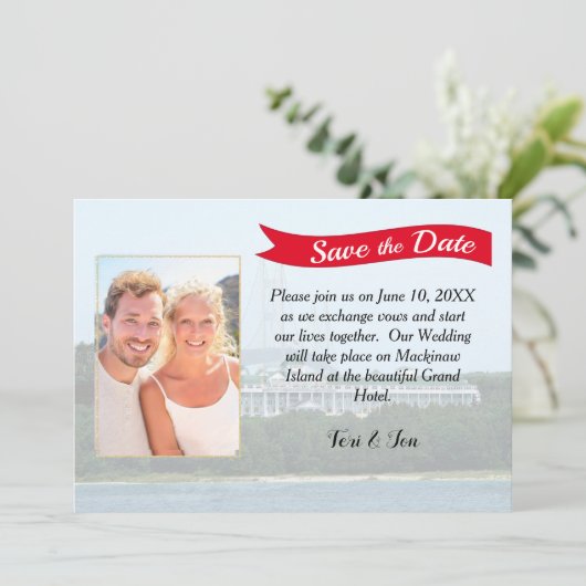 Mackinaw Island Save the Date (Stehend Vorderseite)