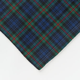 MacKinlay Clan Blue, Black und Green Tartan Fleecedecke