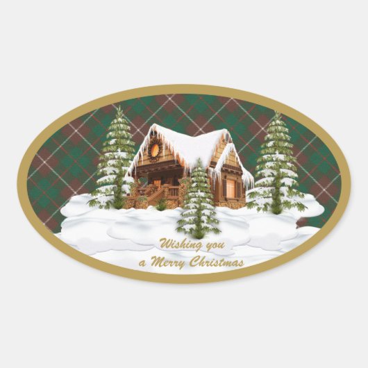 MacKinnon Jagd Antiker Original Schottischer Tarta Ovaler Aufkleber (Vorderseite)