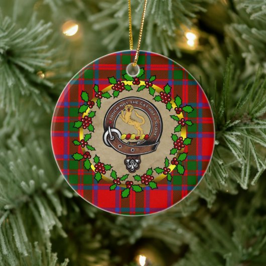 MacKintosh Abzeichen & Tartan Personalisierte Weih Keramik Ornament (Baum)