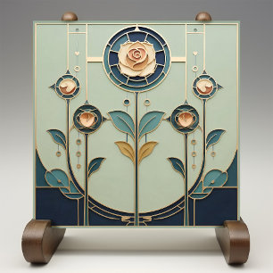 Mackintosh Art Deco abstrakte Blumenwanddekoration Fliese