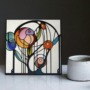 Mackintosh Art Deco abstrakte Blumenwanddekoration Fliese