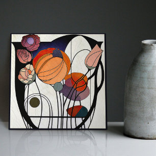 Mackintosh Art Deco abstrakte Blumenwanddekoration Fliese