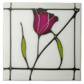 Mackintosh Art Deco Abstrakte Rote Rose Fliese (Vorderseite)