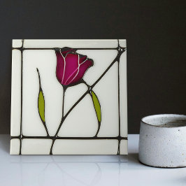 Mackintosh Art Deco Abstrakte Rote Rose Fliese