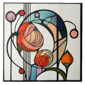 Mackintosh Art Déco Abstrakte Wand-Deco Fliese (Vorderseite)