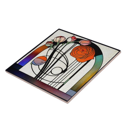 Mackintosh Art Déco Abstrakte Wand-Deco Fliese (Seite)