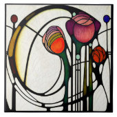 Mackintosh Art Deco Abstrakte Wand-Deco Fliese (Vorderseite)