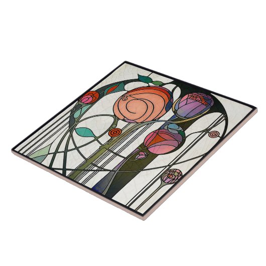Mackintosh Art Deco Abstrakte Wand-Deco Fliese (Seite)
