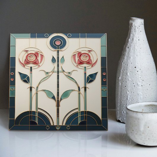 Mackintosh Art Deco Abstrakte Wand-Deco Fliese