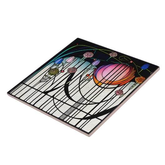 Mackintosh Art Deco Abstrakte Wand-Deco Fliese (Seite)