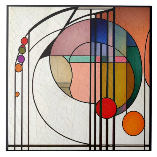 Mackintosh Art Déco Abstrakte Wand-Deco Fliese (Vorderseite)